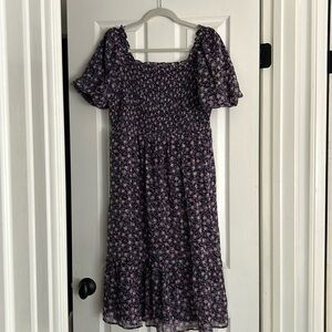 Women’s Lauren Conrad Smocked Bodice Dress Navy Floral size XL